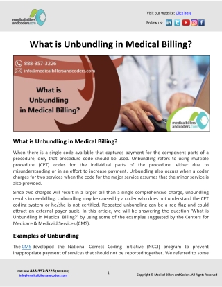 What is Unbundling in Medical Billing?