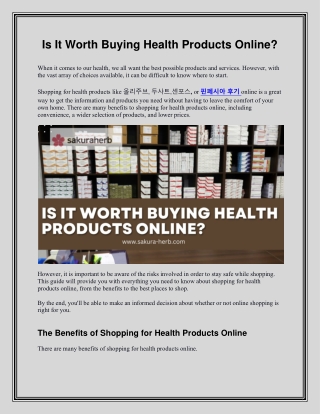 Is It Worth Buying Health Products Online
