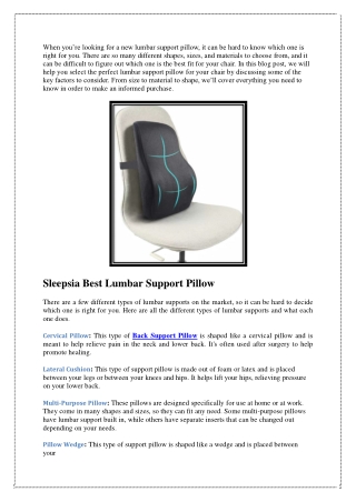 How to Choose the Perfect Lumbar Support Pillow For Your Chair?