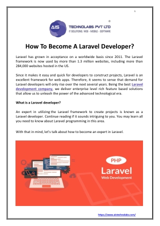 How To Become A Laravel Developer?