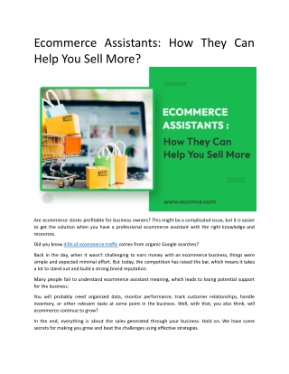 Ecommerce Assistants: How They Can Help You Sell More?