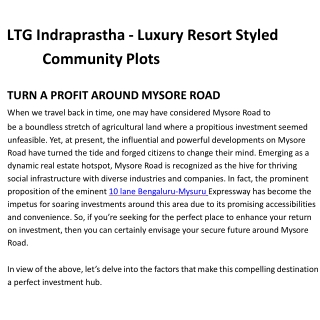 LTG Indraprastha - Luxury Resort Styled Community Plots