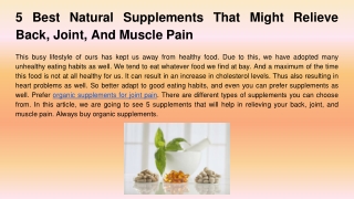 5 Best Natural Supplements That Might Relieve Back, Joint, And Muscle Pain