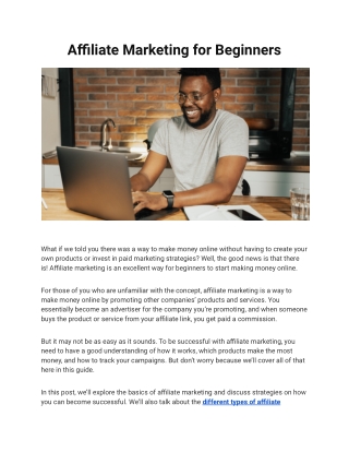 Affiliate Marketing for Beginners