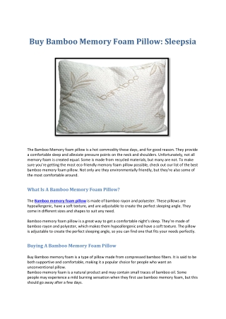 Buy Bamboo Memory Foam Pillow
