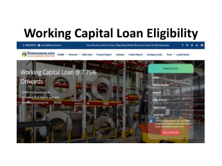 Working Capital Loan Eligibility