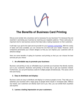 The Benefits of Business Card Printing - Universal Approach