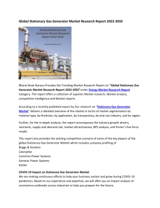 Global Stationary Gas Generator Market Research Report 2022-2032