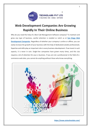 Web Development Companies Are Growing Rapidly In Their Online Business