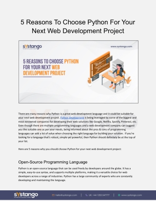 5 Reasons To Choose Python For Your Next Web Development Project