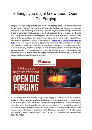 3 things you might know about Open Die Forging