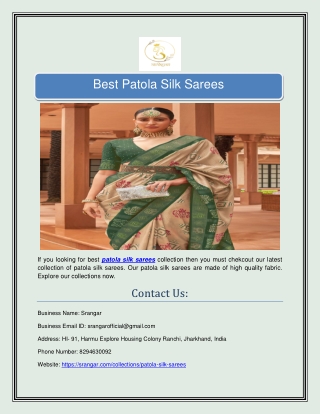 Best Patola Silk Sarees