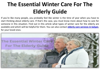 Important Winter Care for Seniors