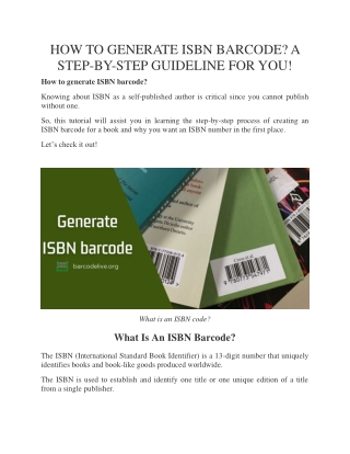 HOW TO GENERATE ISBN BARCODE