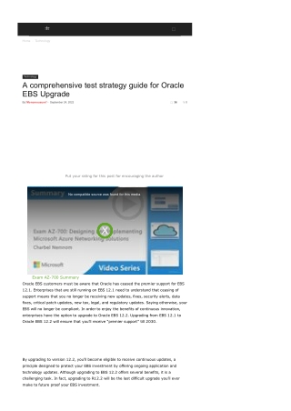 A comprehensive test strategy guide for Oracle EBS Upgrade