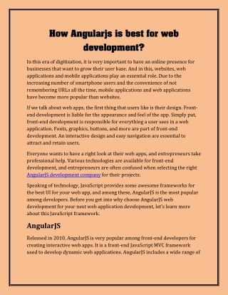 How Angularjs is best for web development