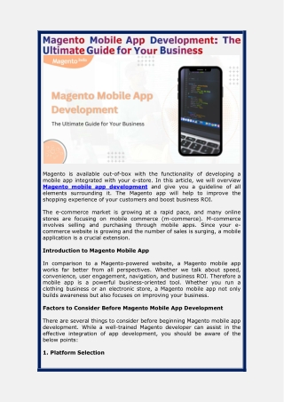 Magento Mobile App Development The Ultimate Guide for Your Business