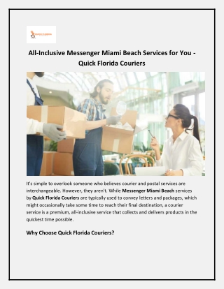 Messenger Miami Beach - Quick Florida Couriers