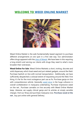 WELCOME TO WEED ONLINE MARKET