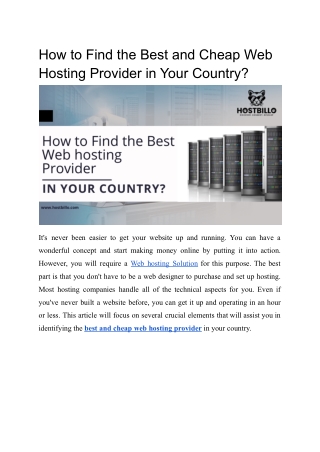 How to Find the Best and Cheap Web Hosting Provider in Your Country?