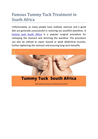 Famous Tummy Tuck Treatment in South Africa