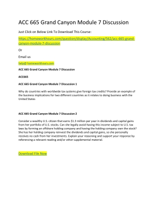 ACC 665 Grand Canyon Module 7 Discussion