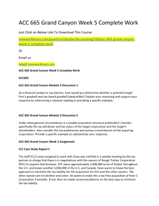 ACC 665 Grand Canyon Week 5 Complete Work