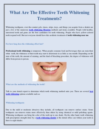What Are The Effective Teeth Whitening Treatments?