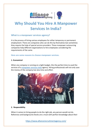 Why Should You Hire A Manpower Services In India?