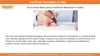 Know about the Certificate Attestation in India