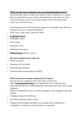 Get all your questions answered about Gastrointestinal cancer