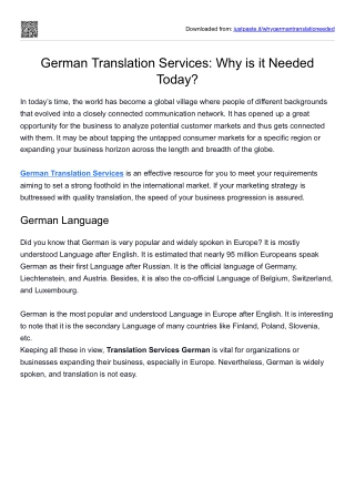German Translation Services: Why is it Needed Today?