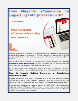 How Magento eCommerce Is Impacting Enterprises Growth