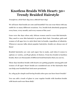 Knotless Braids With Heart: 30  Trendy Braided Hairstyle