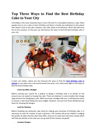 Top Three Ways to Find the Best Birthday Cake in Your City - Dore By LeTao