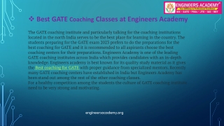 Best GATE Coaching Classes at Engineers Academy