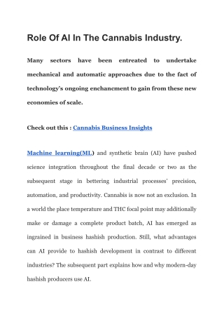 Role Of AI In The Cannabis Industry.