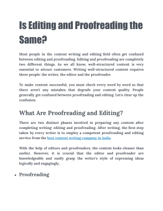 Is Editing and Proofreading the Same