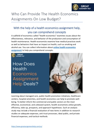 Who Can Provide The Health Economics Assignments On Low Budget?