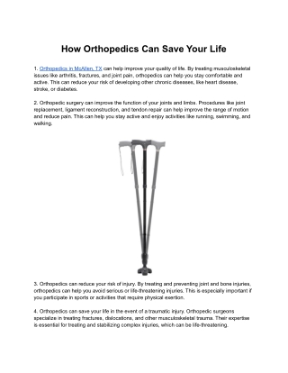 How Orthopedics Can Save Your Life