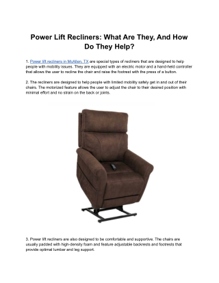 Power Lift Recliners: What Are They, And How Do They Help?