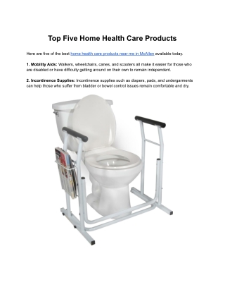 Top Five Home Health Care Products