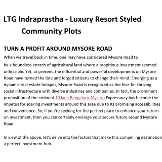 LTG Indraprastha - Luxury Resort Styled Community Plots