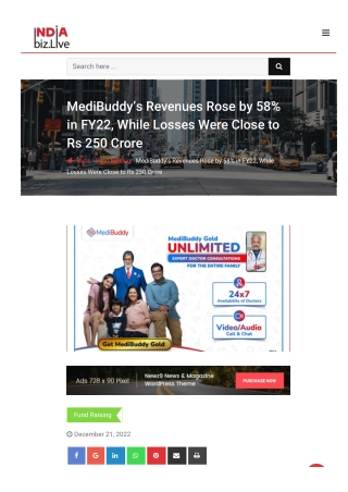 MediBuddy’s Revenues Rose by 58% in FY22, While Losses Were Close to Rs 250 Crore