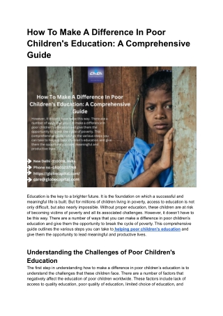 How To Make A Difference In Poor Children's Education_ A Comprehensive Guide