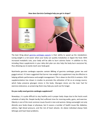 How does garcinia cambogia help you get in shape