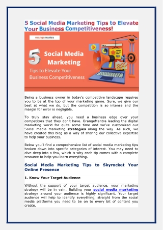 5 Social Media Marketing Tips to Elevate Your Business Competitiveness