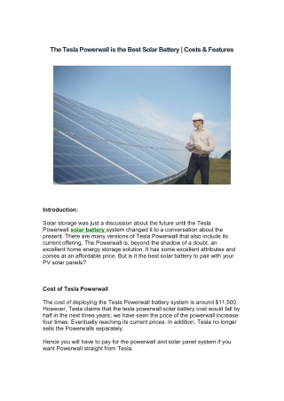 The Tesla Powerwall is the Best Solar Battery