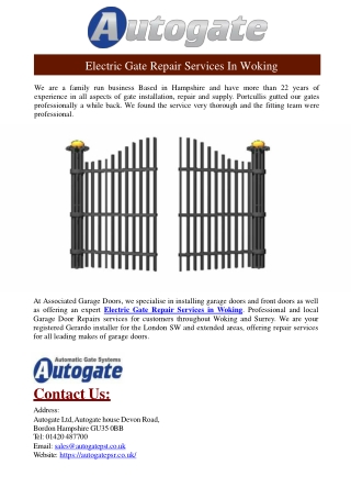 Electric Gate Repair Services in Woking