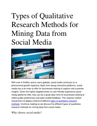 Types of Qualitative Research Methods for Mining Data from Social Media